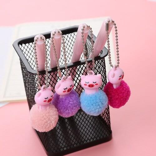 36 pcs/lot Kawaii Pig Pendant Gel Pen 0.5mm black ink Signature Pen School Office writing Supply Promotional Gift