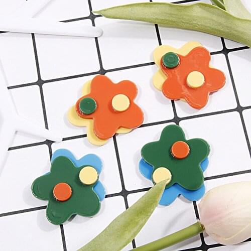4 PCS 35mm New Fashion Sweet Acrylic Double Flowers DIY Handmade Earrings Accessories Materials