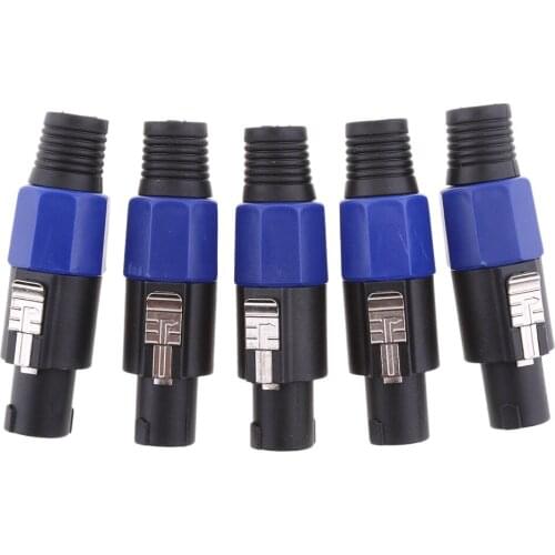 5 x Speaker Plug Male 4-Pin Speaker Lead Cable Connector DJ Speaker Plug