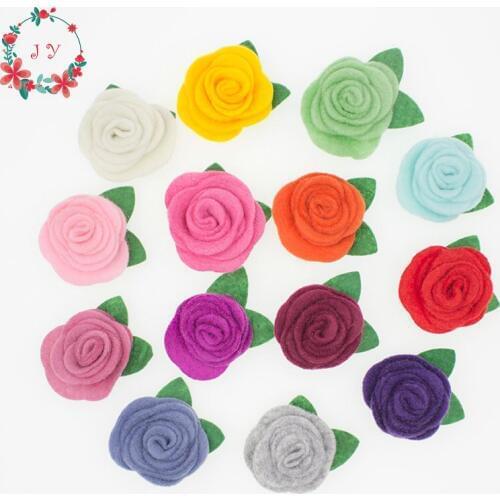 50pcs/lot Wool felt rose flower cabbage fabric puff flowers,soft flower, Clutch pin, Stick pin supplies,DIY brooch flower