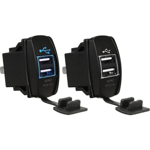 For Car Motor Motorcycle Motorbike Phone Charger 3.1A Dual USB Socket Charger Power Adapter Waterproof 12V-24V Car-Charger