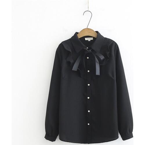 Plus Size XL-3XL Womens Long Sleeved Blouse Officewear Solid Blusas Oversized Tops