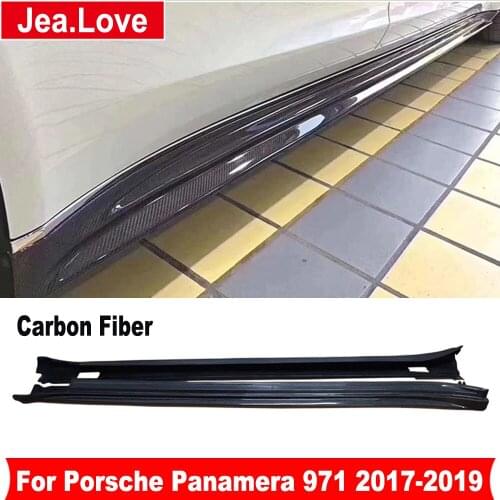 Car Side Skirts Carbon Fiber Extensions Lip Apron Bumper Protector Decoration For Porsche Panamera 971 2017-2019 Modification