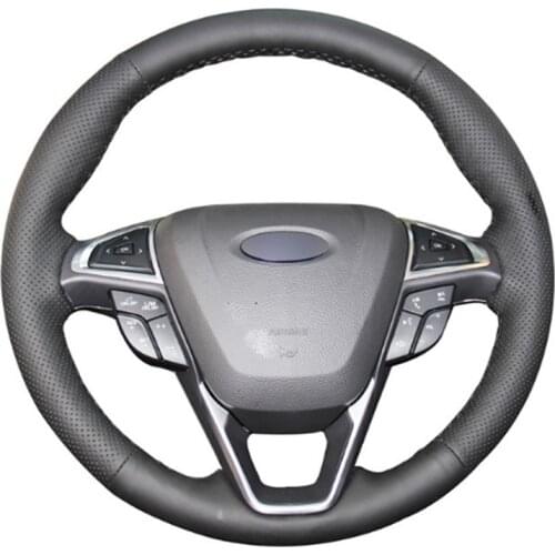 Top Leather Steering Wheel Hand-stitch on Wrap Cover For Ford Fusion Mondeo 2013 2014 EDGE 2015 2016