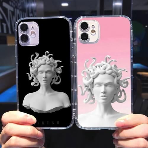 Medusa Art Phone Case Transparent for iPhone 6 7 8 11 12 s mini pro X XS XR MAX Plus cover funda shell