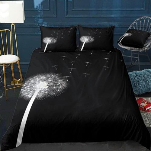 Black And White Dandelion Quilt Cover Pillowcase 3Piece Comforter Bedding Set With Pillow Case Single Double Duvet Cover