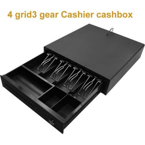Four grid Third section cash drawer Supermarket cash register box for 58mm or 80mm thermal printers