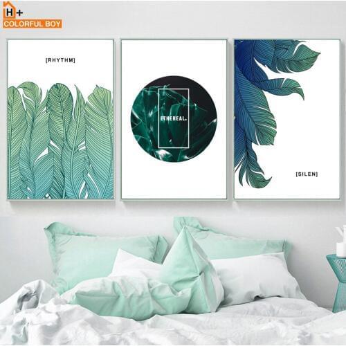 COLORFULBOY Feather Leave Wall Art Canvas Painting Posters And Prints Nordic Poster Wall Pictures For Living Room Decor