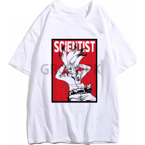 Dr Stone Anime Graphic Cartoon Print White T-Shirt Men Shirt Female Tee Shirt Women Ishigami Senkuu Tops Graphic Tees Relax Zone