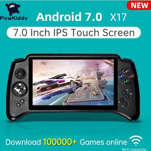 POWKIDDY New X17 Android 7.0 Handheld Game Console 7-inch IPS Touch Screen MTK 8163 Quad Core 2G RAM 32G ROM Retro PS1 Players