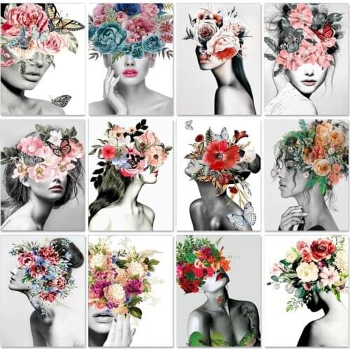 Gatyztory DIY Flower Woman On Canvas Painting By Numbers Handicraft Adult Pictures By Numbers Acrylic Paint Unique Home Decor Mo