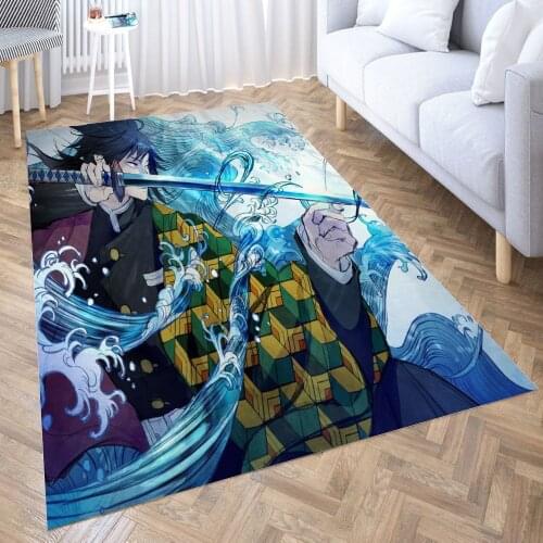 Giyuu Tomioka Carpet for Living Room 3D Anime Cartoon Rug Gamer Teen Room Bedside Lounge Rug Kids Children Floor Mats