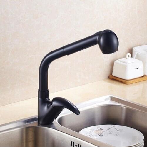 Kitchen MTTUKZ Vidric Faucet Pull out basin faucet oil rubbed swivel basin sink Mixer tap luxury spray deck mounted 360 swivel