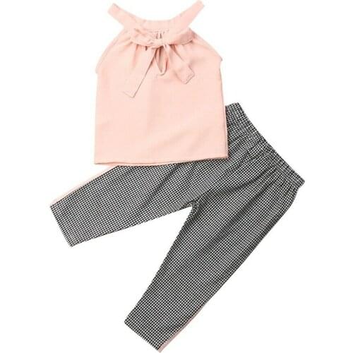Citgeett Summer 2PCS Toddler Kid Baby Girl Clothes Sleeveless Pink Tops+Pants Summer Outfits Set