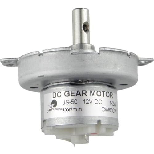 JS-50 DC Gear Motor 12V DC 100RPM Speed Reduction Horizontal Hole Shaft POM Plastic Gear Gearbox