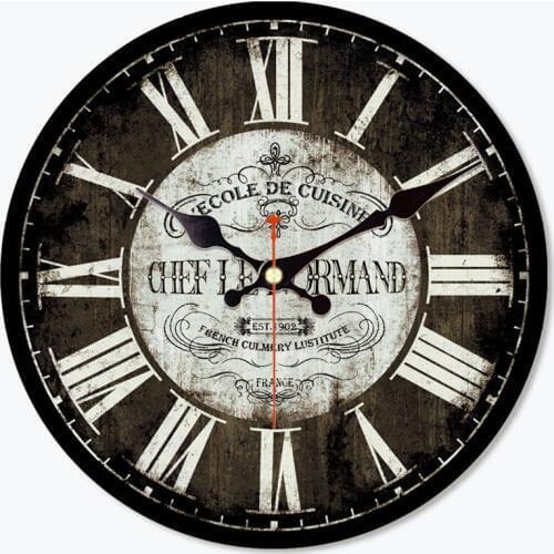 Roman Numerals Wall Clock,Vintage Creative Modern Style Round Wall Clock for Home Office Cafe Decoration,Silent Wooden Cardboard