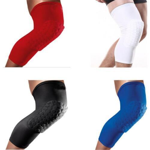 New trendy solid Football Honeycomb Pad Crashproof Antislip Basketball Leg Knee Long Sleeve Protector Gear M-XL
