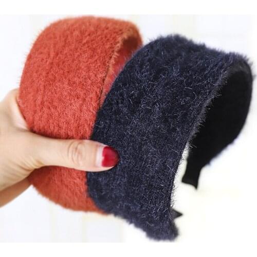 New Simple Mink Turban Solid Color Wild Temperament Head Band Keep Warm Autumn And Winter Style Headdress