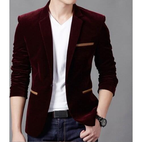Autumn Mens Jacket Corduro Masculino Blazers Mens Suit Jackets Hombre Solid Slim Fit Grooms Clothes Smart Casual Mens Clothes