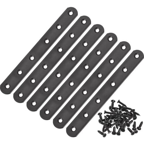 Uxcell Flat Straight Brace Repair Plate, 158 x 20 x 3mm Iron 6 Pcs
