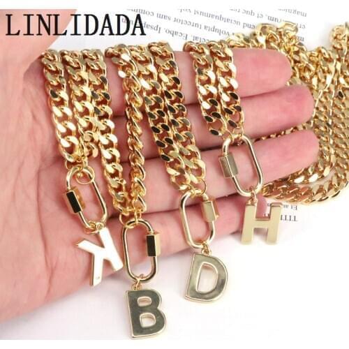 HOT 6Pcs letters pendants necklace metal 26 alphabet link chain jewelry accessories pendants fashion jewelry for women Men