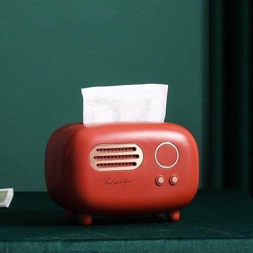 Retro Radio Model Tissue Box home deacor Desktop Paper Holder Vintage Dispenser Storage box modern table Toilet paper holder