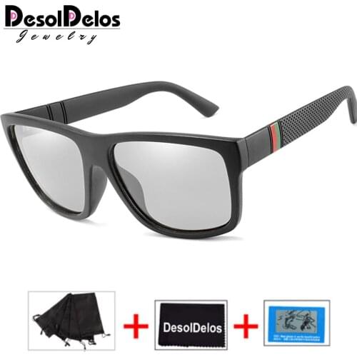 Square Polarized Photochromic Sunglasses Men Women Driving Chameleon Glasses Day Night Driver Goggles Lentes Sol Hombre