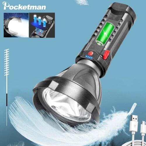 Super Bright COB Side Light LED Flashlight Built-in Battery Torch Portable USB Rechargeable Hand Light Waterproof Lamp