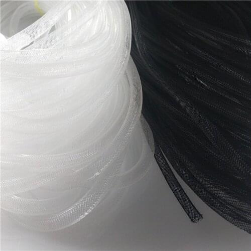 50 yards/25 yards Woven Elastic Net Tube Elastic Net Yarn Black and White Tubular Headdress Decorative Net Tube