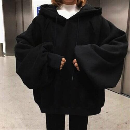 Autumn Winter Women Hoodie Solid Pullover Female Fashion Sweatshirts Casual Loose Long Sleeve Oversize Thicken Hoodies 3 Color