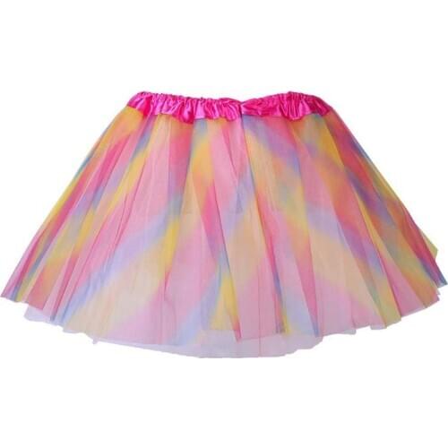 Sweet Baby Girls Tutu Skirts Kids 3 Layers Rainbow Pettiskirt Girls Ballet Skirts Tulle Skirt Dancewear Cake Skirt For Party