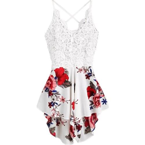 2020 New 1pc Fashion Womens Ladies Sexy Print Crochet Lace Bow Tie Backless Playsuits Summer Shorts Jumpsuit 10Feb 14