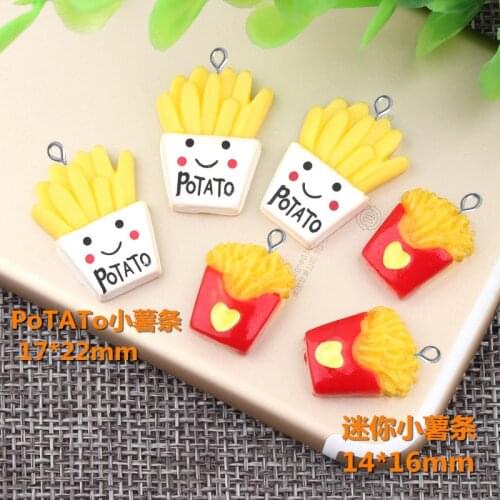 10pcs Resin kawaii simulated fake food potato chip fries charms jewelry making decoration craft kawaii cabochon Japanese trendy
