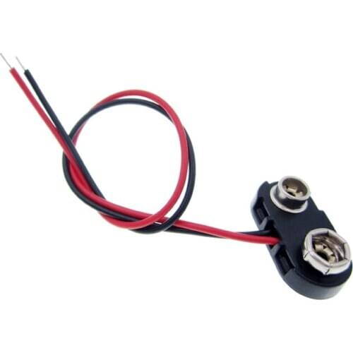 10Pcs 9V Battery Snap-on Connector Clip Connector Clip With Wire Holder Cable Leads Cord NEW