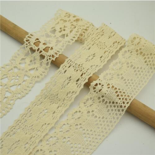 100yards Cotton Crochet Sunflower Lace Trim DIY Craft Beige color