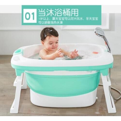 256 Folding Bathtub Multi-functional Seatable Menthol Green For Newborns