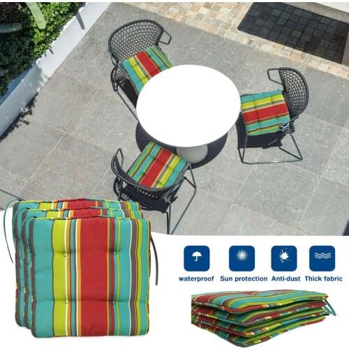 4PCS Ethnic Style Striped Waterproof Chair Cushion Home Sofa Cushion Fabric Square Seat Cushion Removable Garden Outdoor 40x40cm