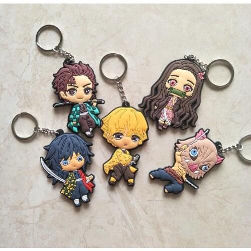 6cm Anime Key Ring Demon Slayer: Kimetsu no Yaiba Figure Toys PVC Small Pendant Key Chain Gifts for Kids 5 Styles