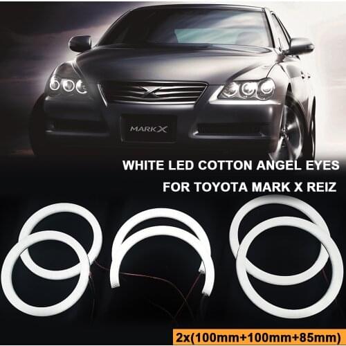6x Cotton Light Angel Eyes LED White Car Daytime Running DRL Headlight for Toyota Mark X REIZ 2004 2005 2006 2007 2008 2009