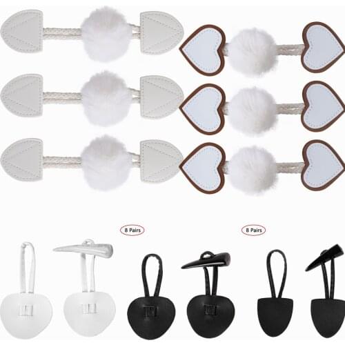8 Pairs Horn Leather Toggle Closure Buttons Coat Jacket Toggle Buttons Duffle Shawl Clothes Sewing DIY Apparel Decorative Crafts