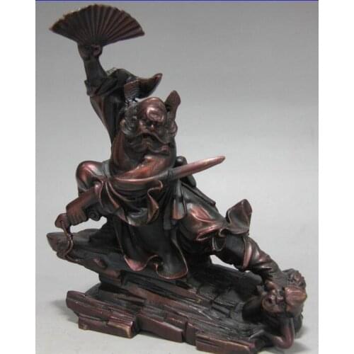 9 Red Copper Bronze Feng shui God Zhong Kui ChungKuel Catch Devil Ghost Statue