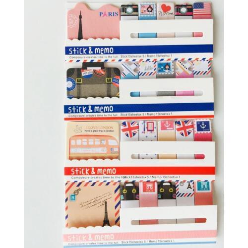 90sheets/pack Cute I Love Paris London Travel Style Sticky Notes Memo Pad Notepad Notebook Sticker Bookmark Stick Label