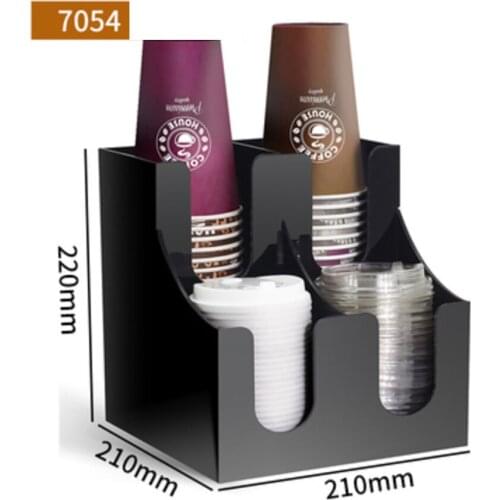 Acrylic Coffee Cup Dispenser, Milk Disposable Plastic Paper Cups Lid Holder Organizer Party Buffet Cafe Store Stand Rack Storage
