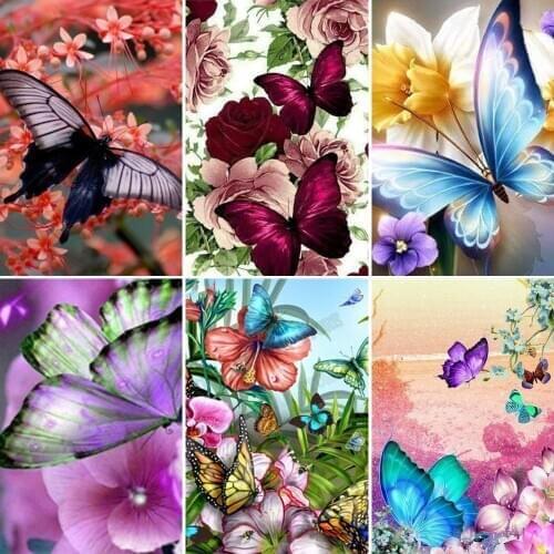 DIY Diamond Painting Butterfly And Flower 5D Full Square Rhinestone Diamond Embroidery Mosaic Cross Stitch Home Decor