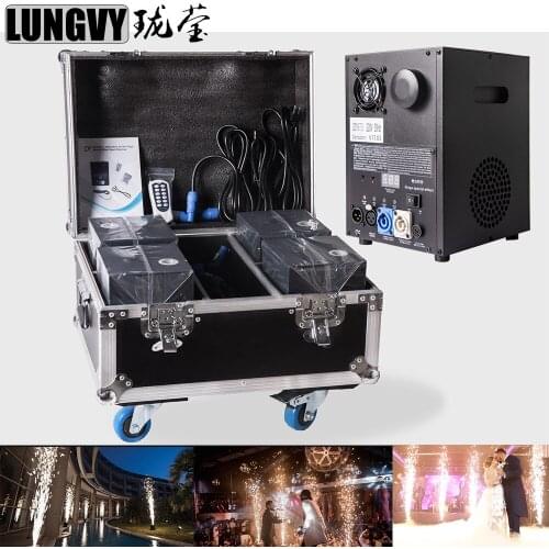 Free Shipping 4pcs with Flight Case Wedding Sparklers 400w Cold Flame Firework Fountain High Jetting Professional Cold Fireworks