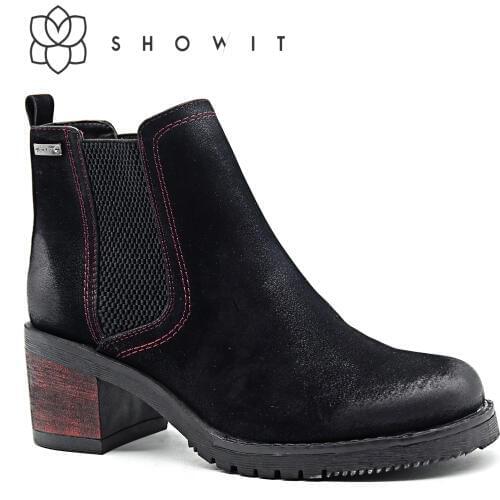 Black boots women Chelsea style women footwear with match high heel Ankle Classic Boots With elastic sewing outsole ladies shoes