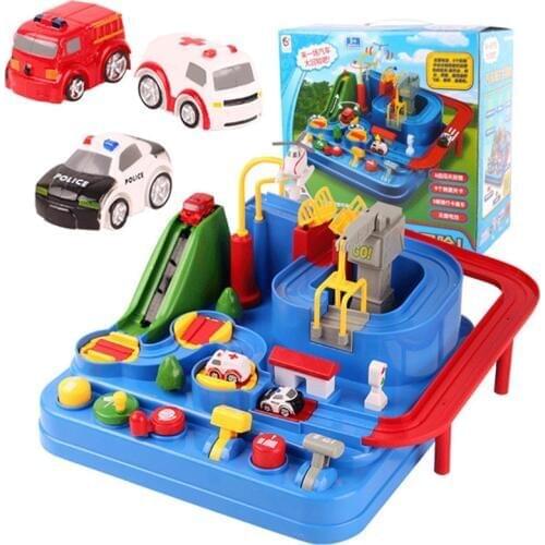 Child 3 Track Punch and adventure toys Educational Plastic Train Parking toys Track car Child Birthday Christmas Car Toy Gift