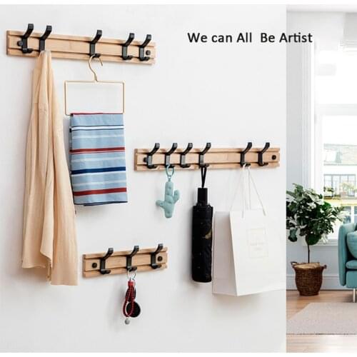 Home Storage Household Products Wall Mounted Coat Hook Wooden Rack Clothes Robe Towel Hanger Hat Bag Hooks Living Bedroom
