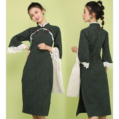 Ao Dai Dress Elegant Chinese Dresses Cheongsam Qipao Half Sleeve Oriental Dress Asian Streetwear Ao Dai Vietnam Clothing FF2768