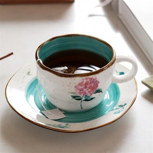 Porcelain Retro Lemon Strawberry Tea Cup Creative Coffee Cup With Saucer Set Ceramic Tea Mug Espresso Coffee Milk Cup Drinkware